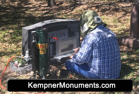 On-site cemetery lettering and sandblasting by Kempner Monuments